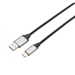 KAB AVAX CB301G STEELY USB A-Type C 60W gyorstöltő, sodorszálas kábel, 3A, acélszürke - 1,5m