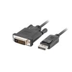 KAB Lanberg Displayport male V1.2 - DVI-D male (24+1) dual link kábel - 1m - fekete