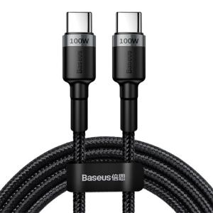 ACC Baseus Cafule USB Type-C, 100W gyorstöltő adatkábel, 2m, fekete/szürke