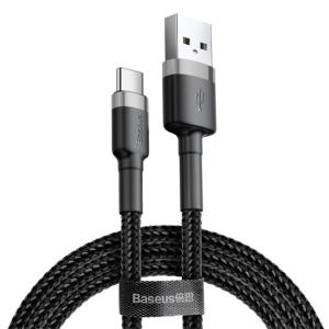 ACC Baseus Cafule USB Type-C, 3A gyorstöltő adatkábel, 0.5m, szürke/fekete