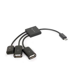 ADA GEMBIRD USB HUB OTG 3 portos - fekete