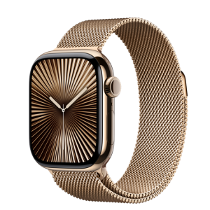 Apple Watch S10 Cellular 42mm Gold Titanium Case with Gold Milanese Loop