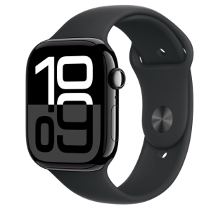 Apple Watch S10 Cellular 46mm Jet Black Alu Case with Black Sport Band - M/L