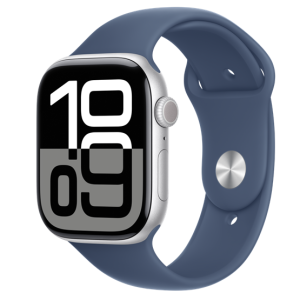 Apple Watch S10 Cellular 46mm Silver Alu Case with Denim Sport Band - S/M