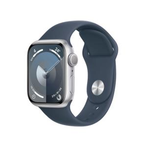 Apple Watch S9 GPS 41mm Silver Alu Case w Storm Blue Sport Band - M/L