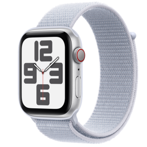 Apple Watch SE2 v3 Cellular 44mm Silver Alu Case with Blue Cloud Sport Loop