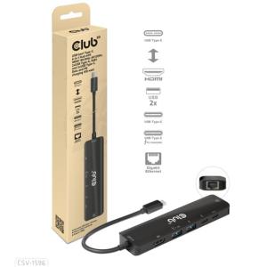 DOC Club3D USB Gen1 Type-C, 6-in-1 Hub with HDMI 8K30Hz-4K120Hz, 2xUSB Type-A, RJ45 and 2xUSB Type-C