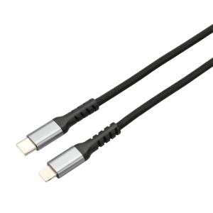 KAB AVAX CB402G STEELY Type C-Lightning 20W gyorstöltő, sodorszálas kábel, 3A, acélszürke - 1,5m