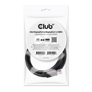 KAB Club3D MINI DISPLAY PORT 1.2 MALE TO DISPLAY PORT MALE kábel 2 METERS 4K 60HZ  BI-DIRECTIONAL