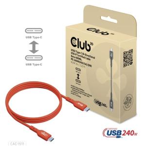 KAB Club3D USB2 Type-C Bi-Directional USB-IF Certified Cable Data 480Mb, PD 240W(48V/5A) EPR M/M 1m / 3.23 ft