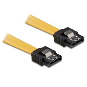 KAB Delock 82473 egyenes/egyenes sárga SATA (fémlappal) összekötő kábel - 0,3m