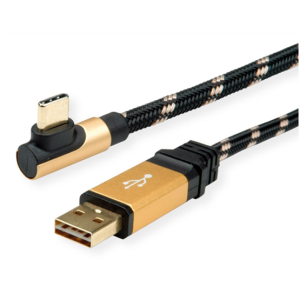 KAB ROLINE Adapter USB-C (90°) - USB 2.0 - 0,8m - arany/fekete