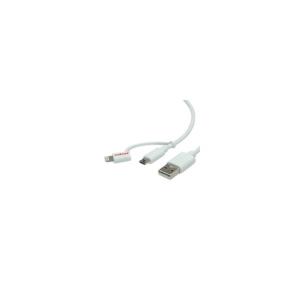 KAB Roline USB A - MicroB + Lightning adatkábel - 1m