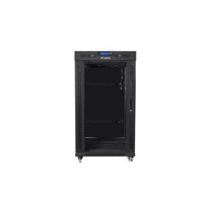 Lanberg 19" szabadon álló rack szekrény 22U/800X1000 üvegajtó, lapraszerelt, LCD kijelző, fekete V2