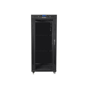 Lanberg 19" szabadon álló rack szekrény 27U/800X1200 üvegajtó, lapraszerelt, LCD kijelző, fekete