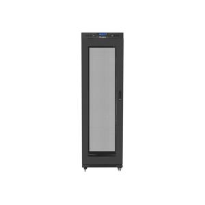 Lanberg 19" szabadon álló rack szekrény 42U/600X800 perforált ajtó, lapraszerelt, LCD kijelző, fekete V2