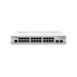 MikroTik 24xGbit port asztali switch, 2xSFP+ foglalat, dual-boot OS