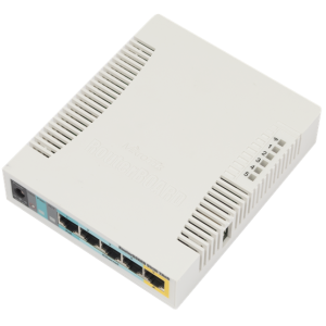 MikroTik 951Ui-2HnD 5x10/100Mbps RJ45 port, 2,4Ghz 802.11n wifi belső antennával, 128MB RAM