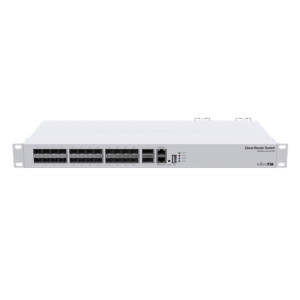 MikroTik CRS326-24S+2Q+RM rackbe szerelhető switch, 24xSFP+ foglalat, 2xQSFP+ 40 Gbit foglalat, redundáns táp