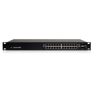 Ubiquiti EdgeSwitch, 24x gigabit RJ45 PoE port max. 250W, 2xSFP port, rackbe szerelhető