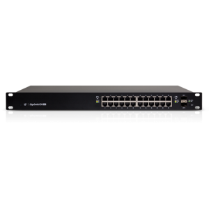 Ubiquiti EdgeSwitch, 24x gigabit RJ45 PoE port max. 500W, 2xSFP port, rackbe szerelhető